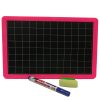 Bảng Bộ 2 Mặt A4 - Kẻ Ô + Lau Bảng + Bút Lông Bảng  Màu Hồng