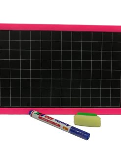 Bảng Bộ 2 Mặt A4 - Kẻ Ô + Lau Bảng + Bút Lông Bảng  Màu Hồng